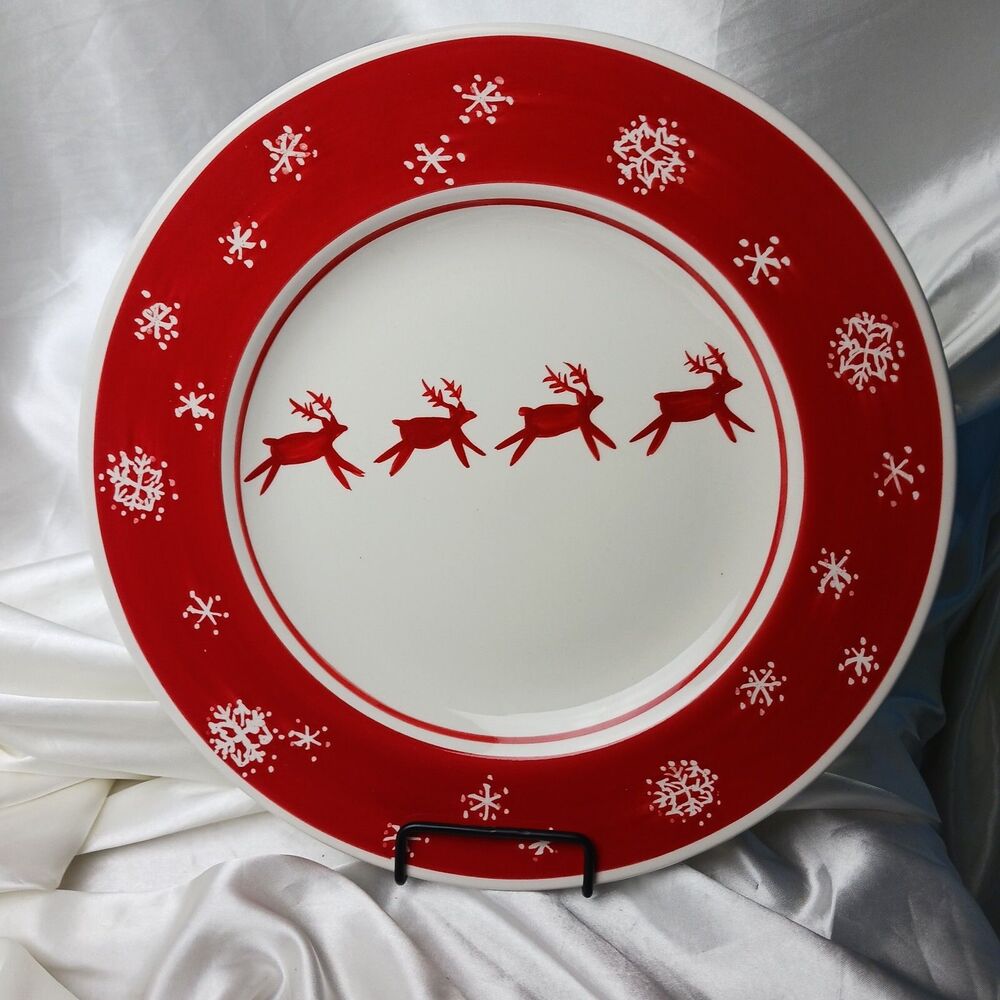 CULINARY ARTS 11 1/2'' RED REINDEER SERVING PLATE